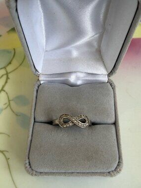 Vintage 90s 925 Silver Infinity Ring Spinel Gem Stones Size 7 3/4